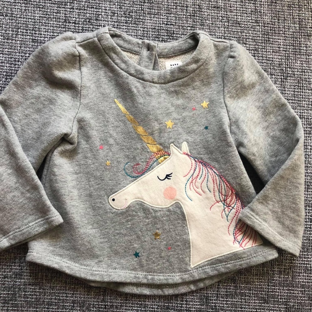 VGUC Baby Gap Unicorn Sweater Top size 18-24 months baby girls clothes